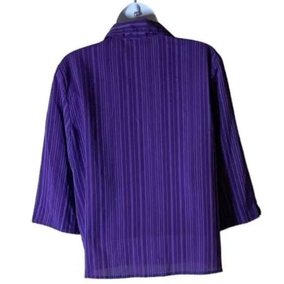 Vintage Joanna Petite Blouse Womens Size PM Button Front 3/4 Sleeves Stretch Top - Picture 4 of 7